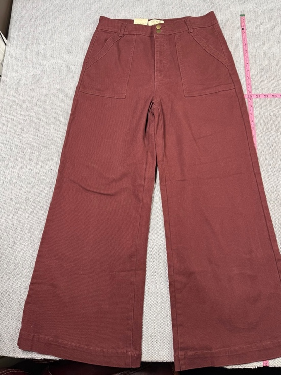 Farmers Market Denim - Farmers NWT Market High Rise Wide Leg Pants Size 14 Burgundy